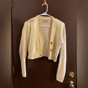 Cropped Yellow Button Cardigan